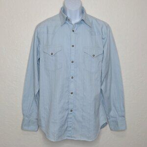 Guess* Men's Long Sleeve Snap Down Curved Hem Pocket Vintage Dress Shirt~ Medium